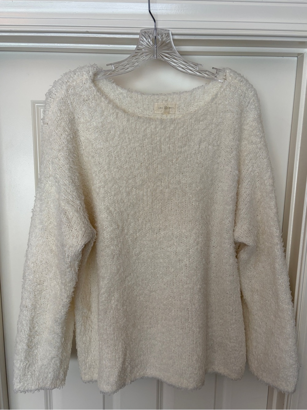 Lou & Grey Fuzzy Scoop Neck Sweater in Cream